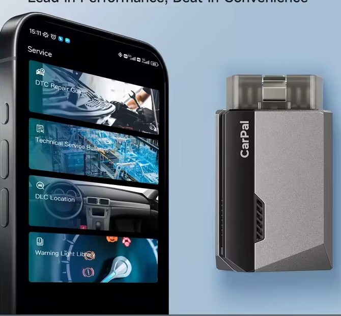 TorquePal diagnostic dongle paired with a smartphone